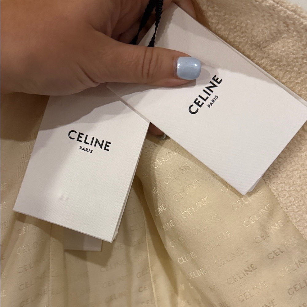 NWT Celine Cream Jacket Shirt Collar Tweed Cashmere Jacket size 40 - Picture 10 of 13